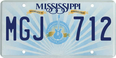 MS license plate MGJ712