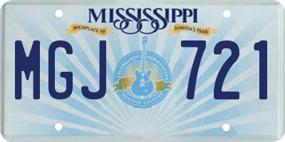 MS license plate MGJ721