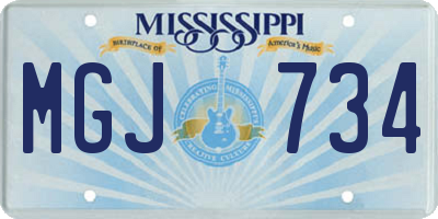 MS license plate MGJ734