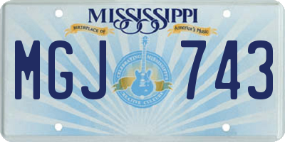 MS license plate MGJ743