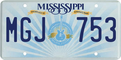 MS license plate MGJ753