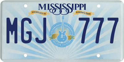 MS license plate MGJ777