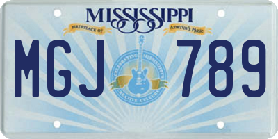 MS license plate MGJ789