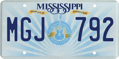 MS license plate MGJ792