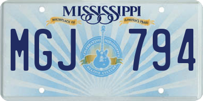 MS license plate MGJ794