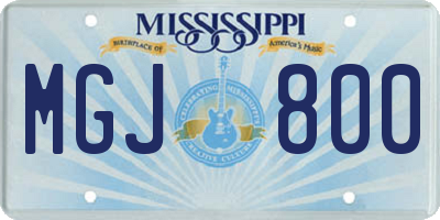 MS license plate MGJ800
