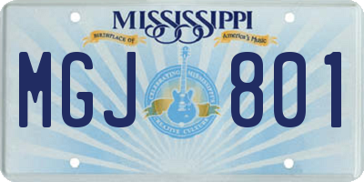 MS license plate MGJ801
