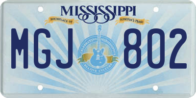 MS license plate MGJ802