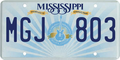 MS license plate MGJ803