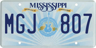 MS license plate MGJ807