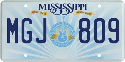 MS license plate MGJ809
