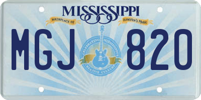 MS license plate MGJ820