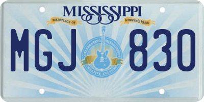 MS license plate MGJ830
