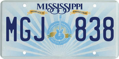 MS license plate MGJ838