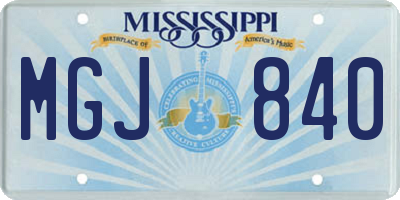 MS license plate MGJ840