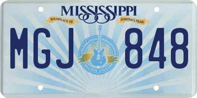 MS license plate MGJ848