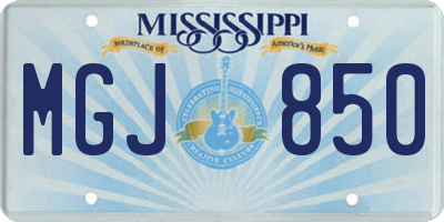 MS license plate MGJ850