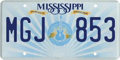MS license plate MGJ853