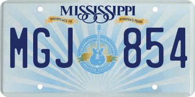 MS license plate MGJ854