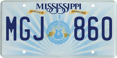 MS license plate MGJ860