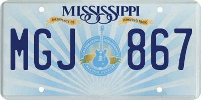 MS license plate MGJ867