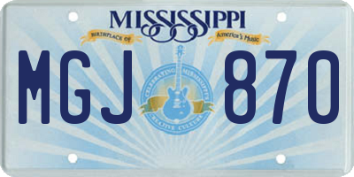 MS license plate MGJ870