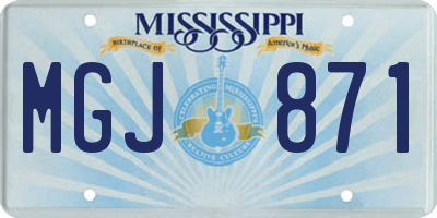 MS license plate MGJ871