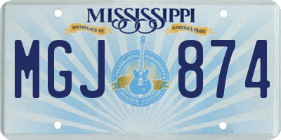 MS license plate MGJ874