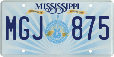 MS license plate MGJ875
