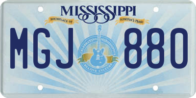 MS license plate MGJ880