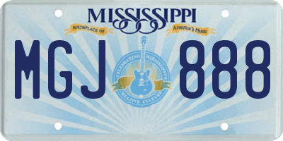 MS license plate MGJ888