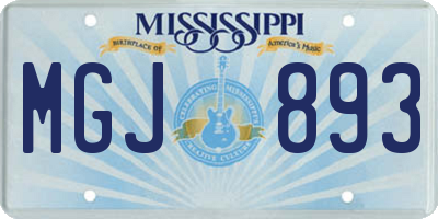MS license plate MGJ893