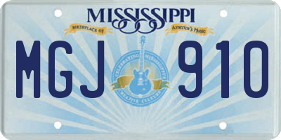 MS license plate MGJ910