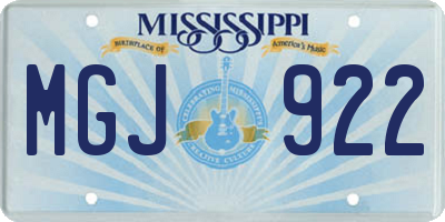 MS license plate MGJ922