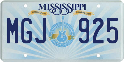 MS license plate MGJ925