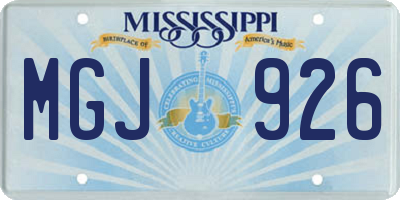 MS license plate MGJ926