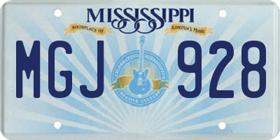 MS license plate MGJ928