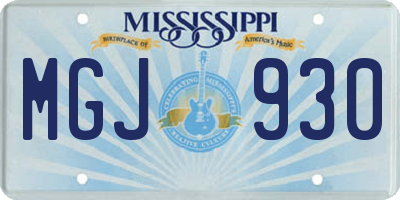 MS license plate MGJ930