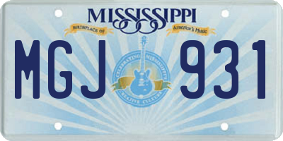 MS license plate MGJ931
