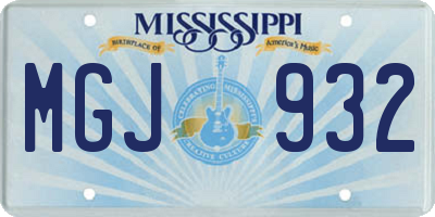 MS license plate MGJ932