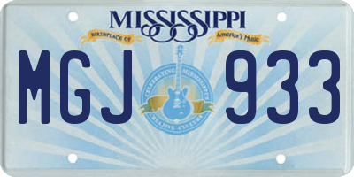 MS license plate MGJ933