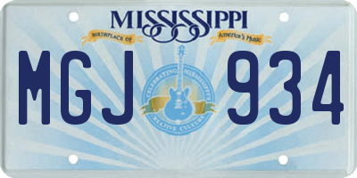 MS license plate MGJ934