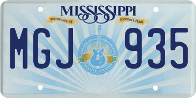 MS license plate MGJ935