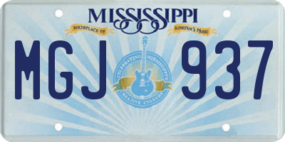 MS license plate MGJ937