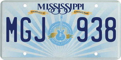MS license plate MGJ938