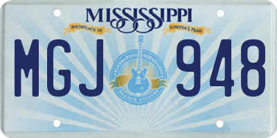MS license plate MGJ948
