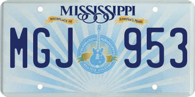 MS license plate MGJ953