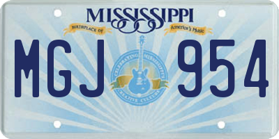 MS license plate MGJ954