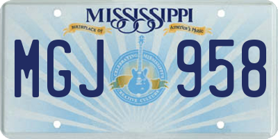 MS license plate MGJ958