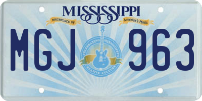 MS license plate MGJ963